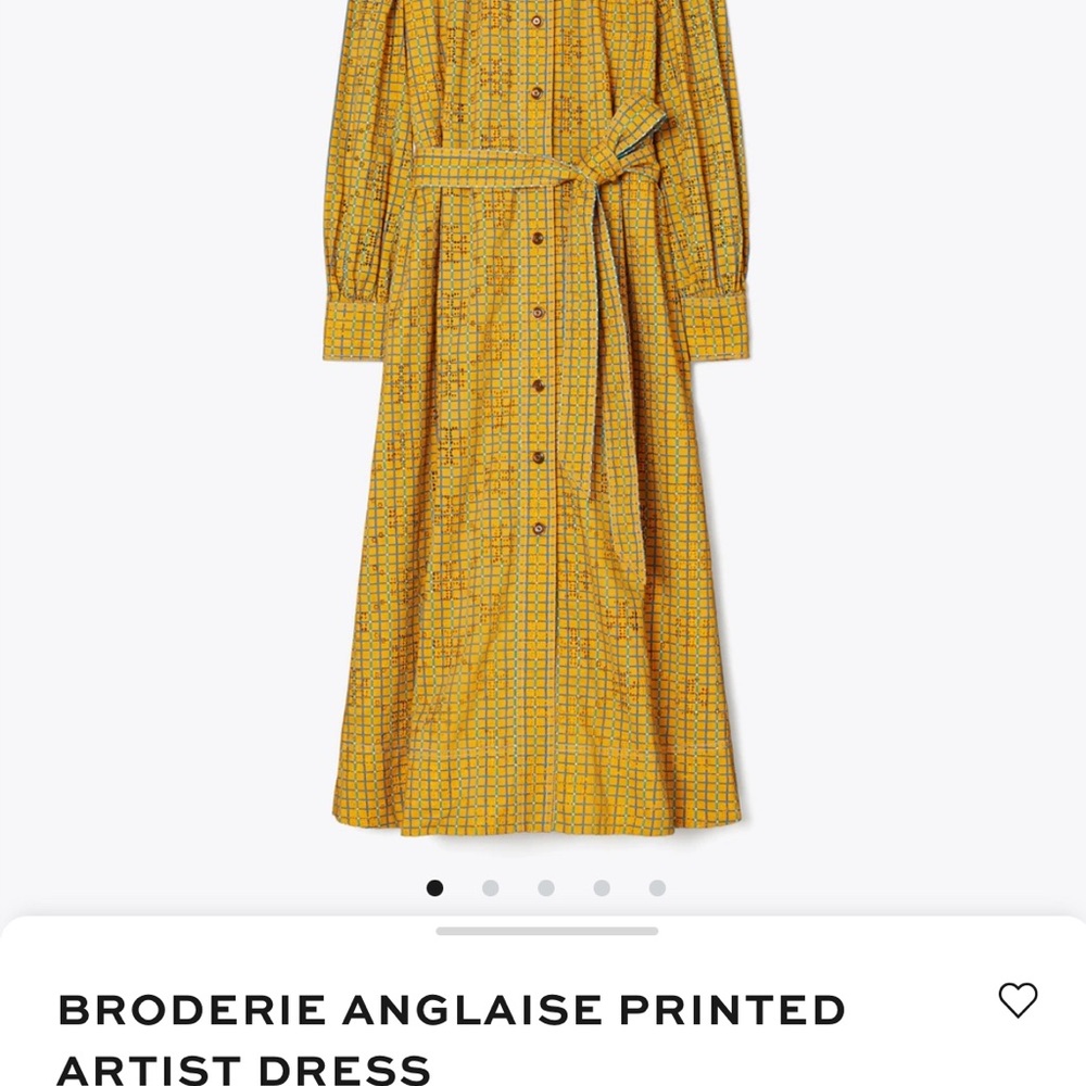 Tory Burch Yellow Long Sleeve Tie Front Dress